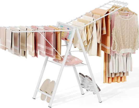 APEXCHASER Clothes Drying Rack, 67.7" L Height Adjustable, Foldable, White