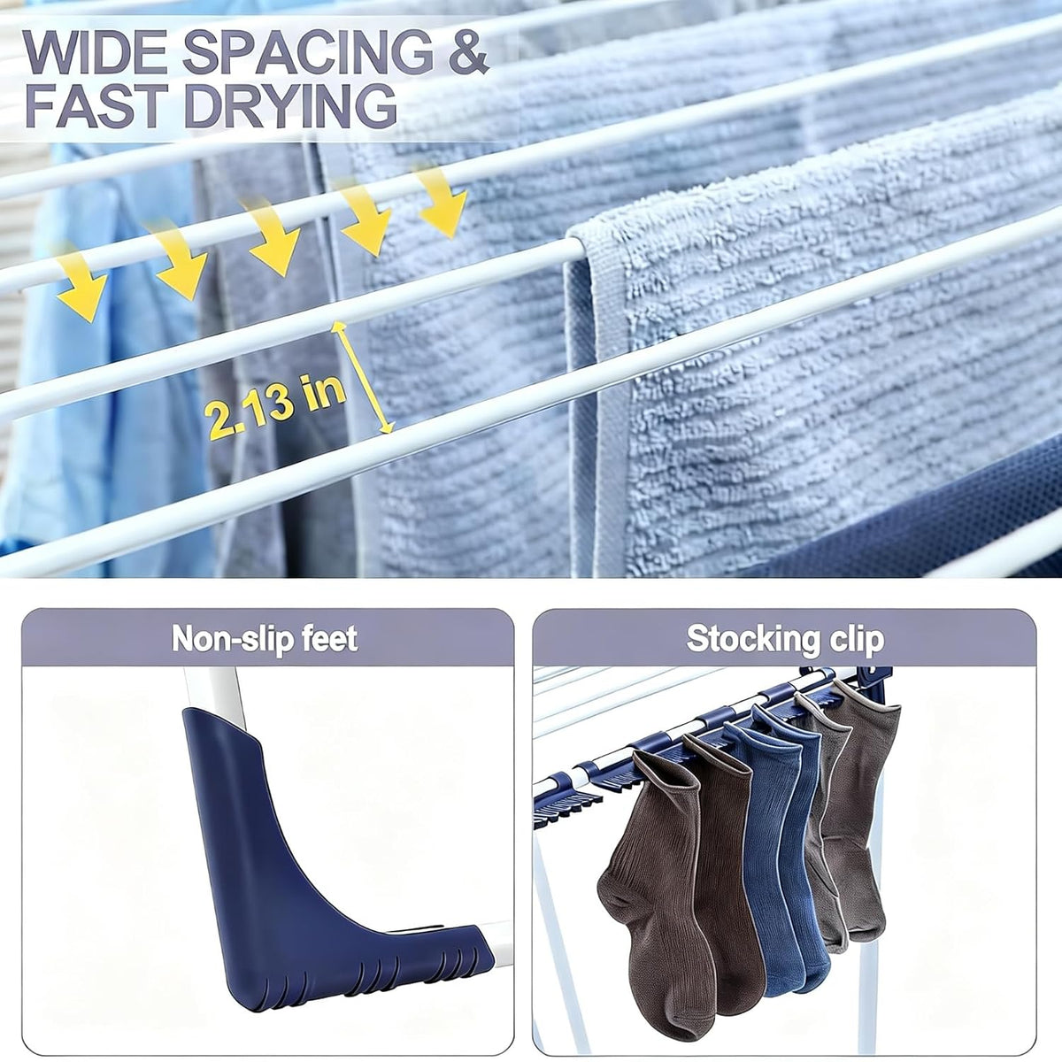 APEXCHASER Clothes Drying Rack, Drying Rack Large Space with 4 Wings