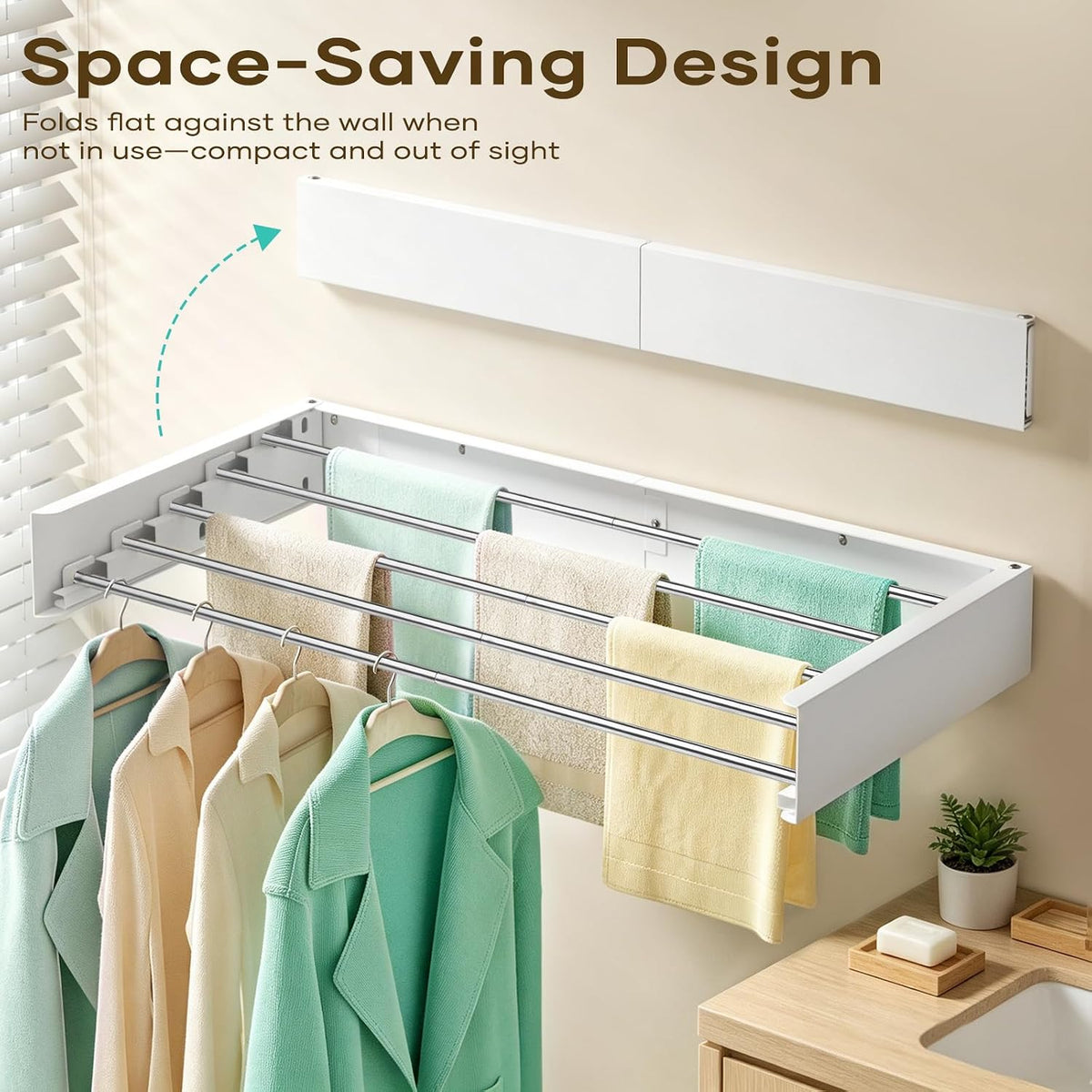 Laundry Drying Rack 31.6", Wall Mounted Clothes Drying Rack Foldable