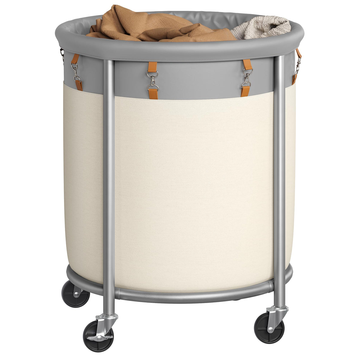 SONGMICS Laundry Basket with Wheels,190L, Steel Frame, Removable Bag