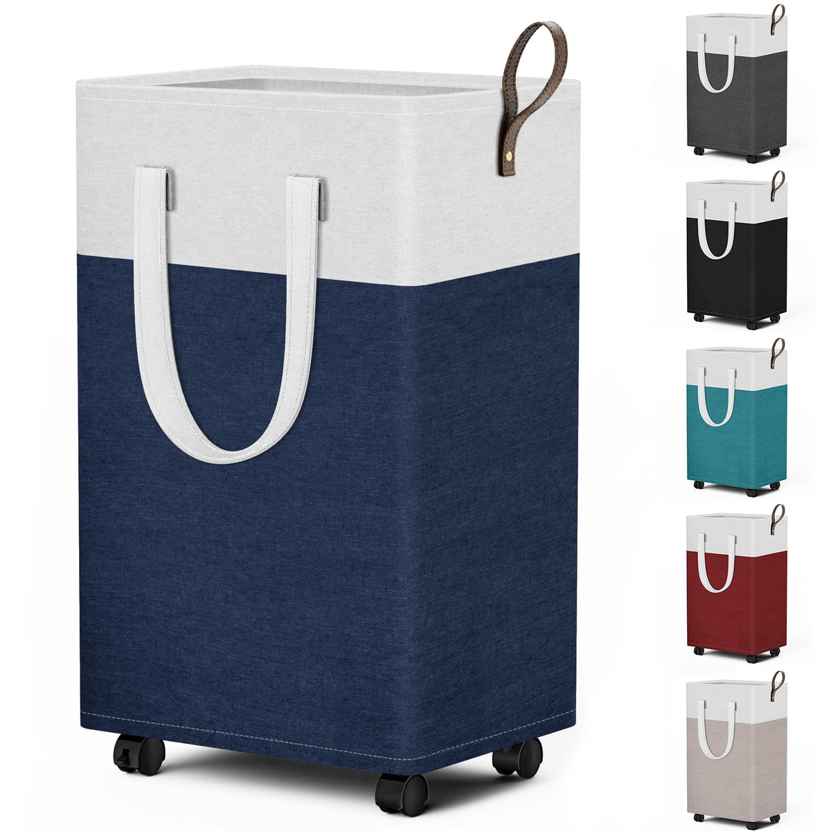 HomeHacks 75L Rolling Laundry Basket with 4 Wheels Collapsible Gray