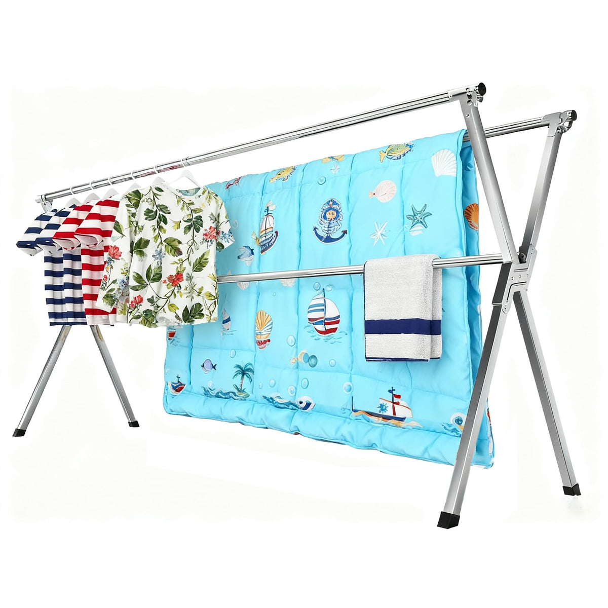 AZK Clothes Drying Rack Extendable Laundry Drying Rack with 20 Hooks