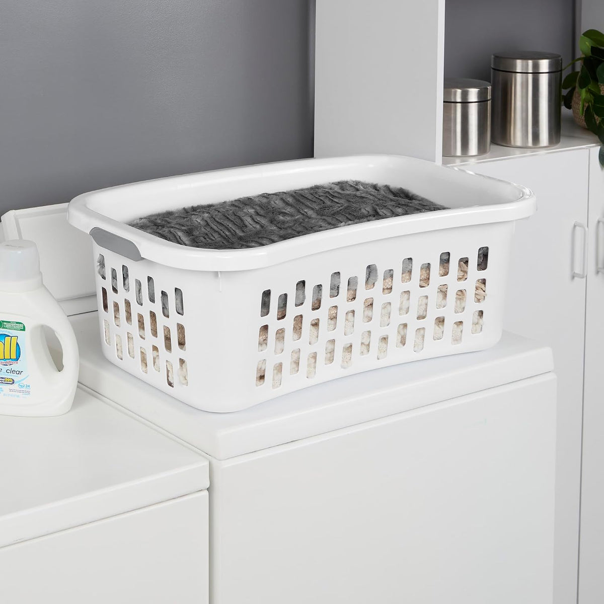 Sterilite HipHold Laundry Basket, Plastic Rectangle Clothes Hamper, 6 Pack
