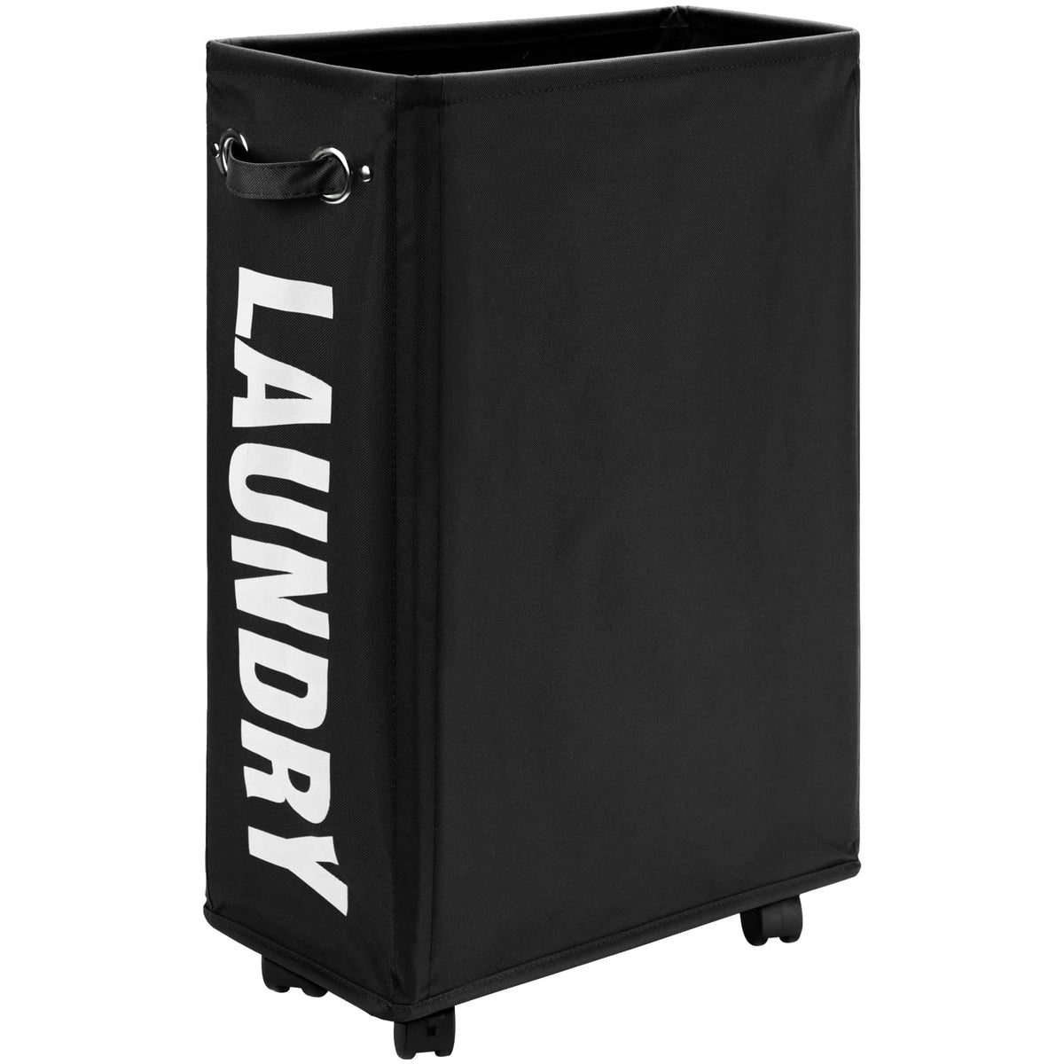 DOKEHOM 52L Slim Rolling Laundry Basket Hamper, Narrow on Wheels, Grey