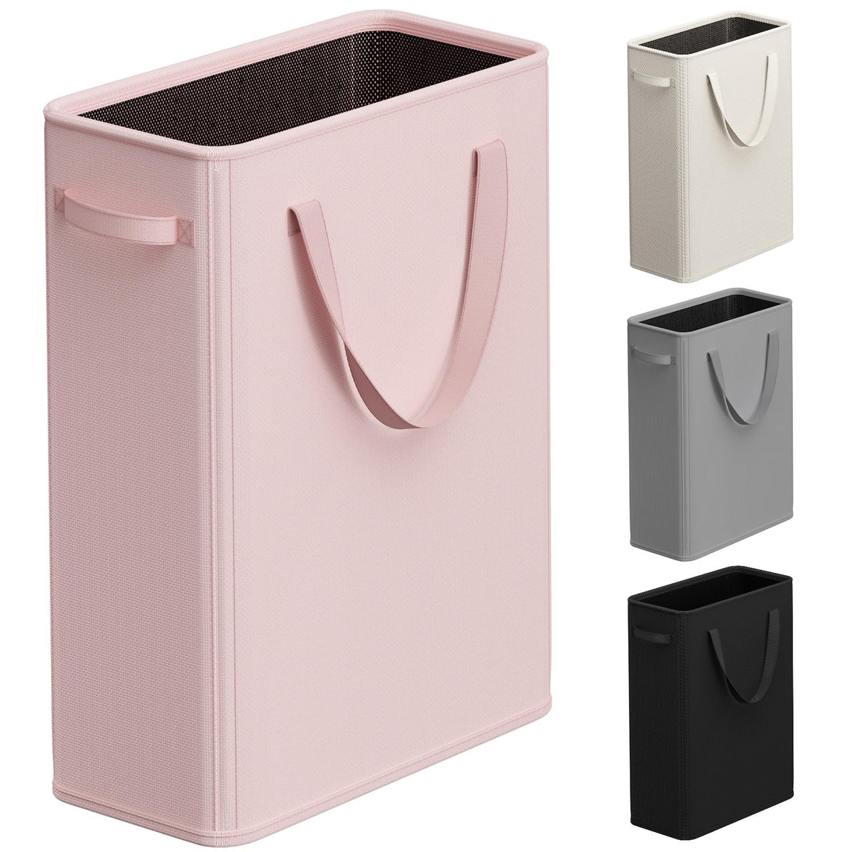 Optish 50L Slim Laundry Hamper, Small Laundry Basket With Handles, Black Narrow Laundry Basket for Dorm, Bedroom, Living Room, Collapsible Laundry Hamper