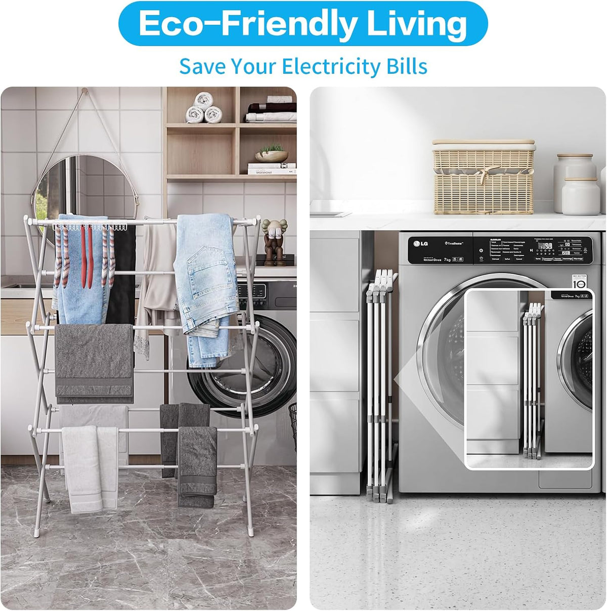3-Tier Foldable Clothes Drying Rack Adjustable (15.75in-29in W), Laundry Drying Rack Collapsible Easy Assembly, Small Folding Portable Air Dryer for Laundry Indoor Outdoor 40"x29"x13"