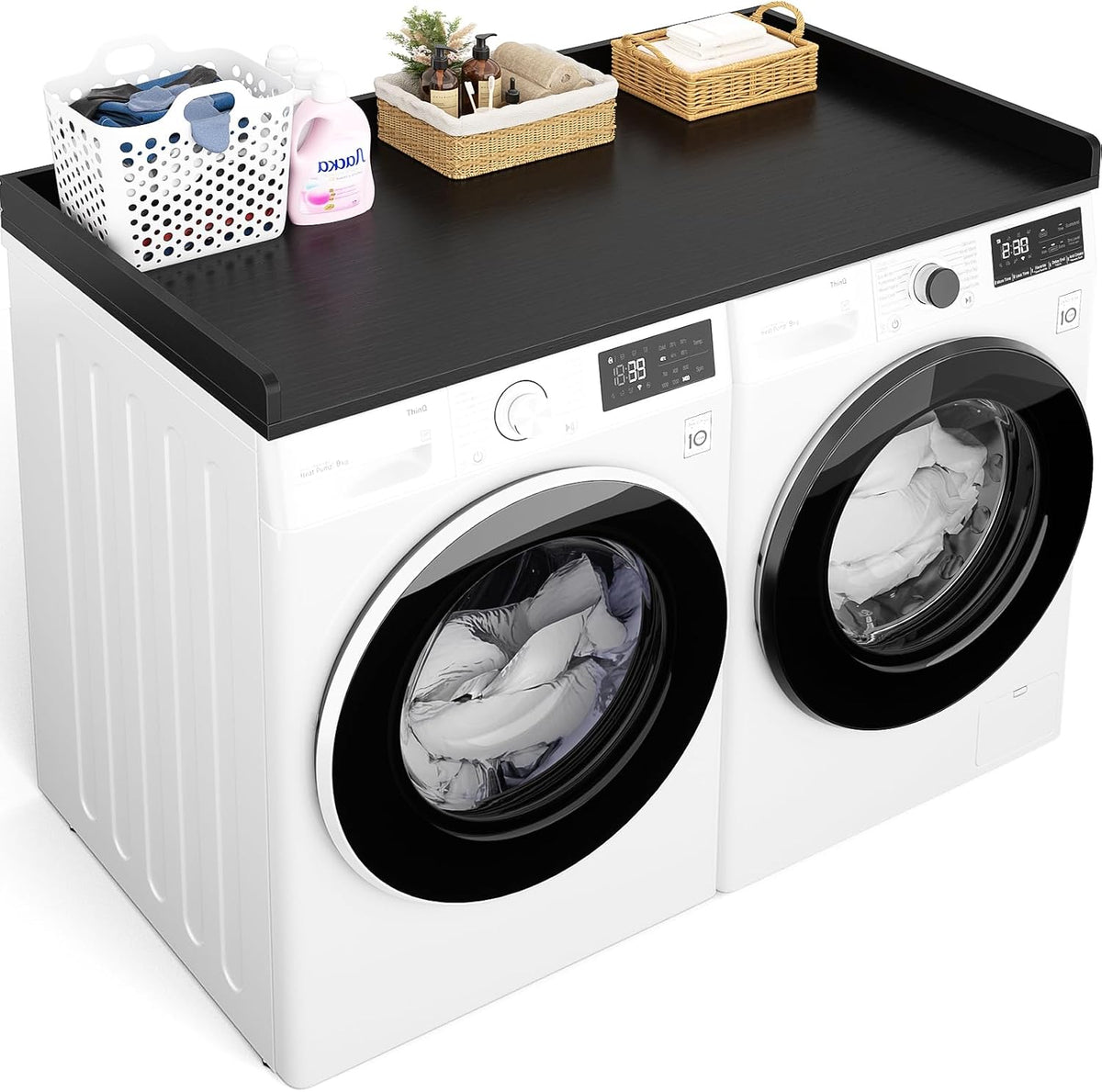 Aheaplus Washer and Dryer Countertop, Laundry Room Organization, Black