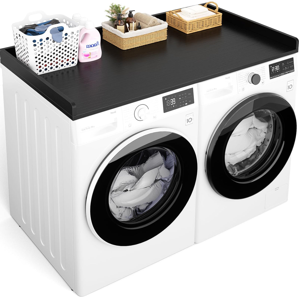 Aheaplus Washer and Dryer Countertop, Laundry Room Organization, Black