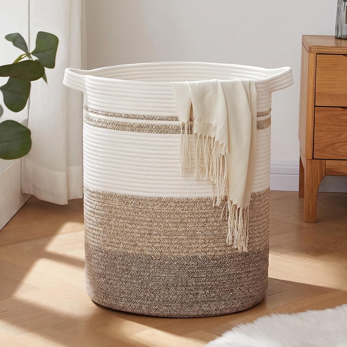OIAHOMY 80L Laundry Basket Laundry Hamper Nursery Hamper Gradient Yellow