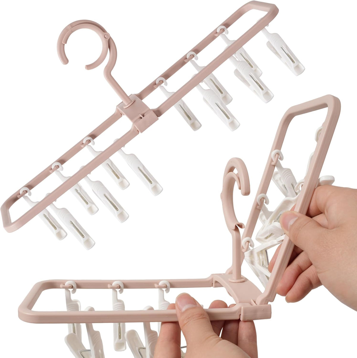 Clothes Drying Racks 2Pack Small Folding Portable Hangers with 12 Clips