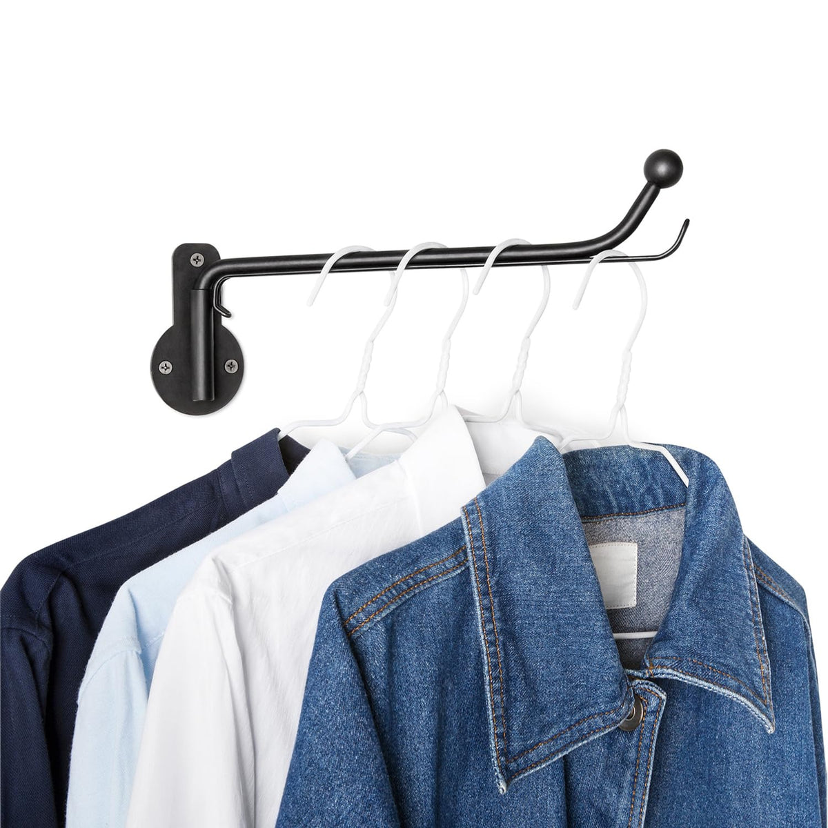 Mkono Wall Mounted Drying Rack Laundry Hook with Swing Arm Valet Rod 2 Pack