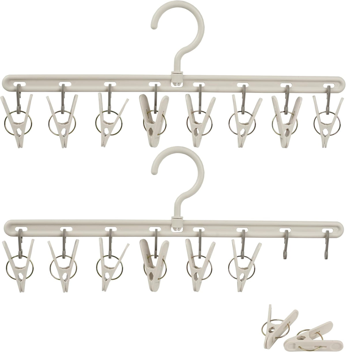 Foshine Clothes Hanger 2 Pack with 8 Clips,Clothes Drying Racks for Drying