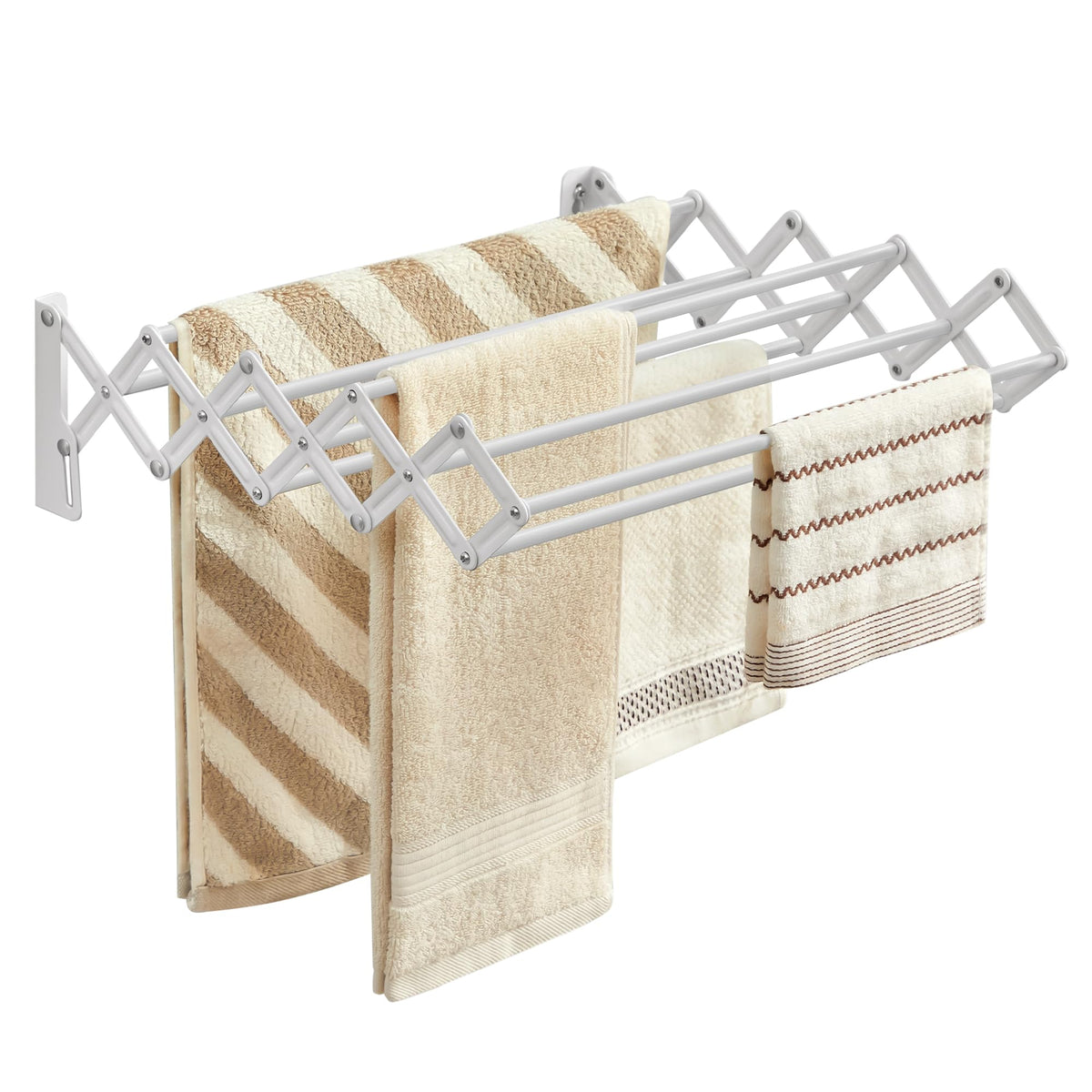 SONGMICS Clothes Drying Rack, Wall-Mounted, 9 Staggered Hanging Rods