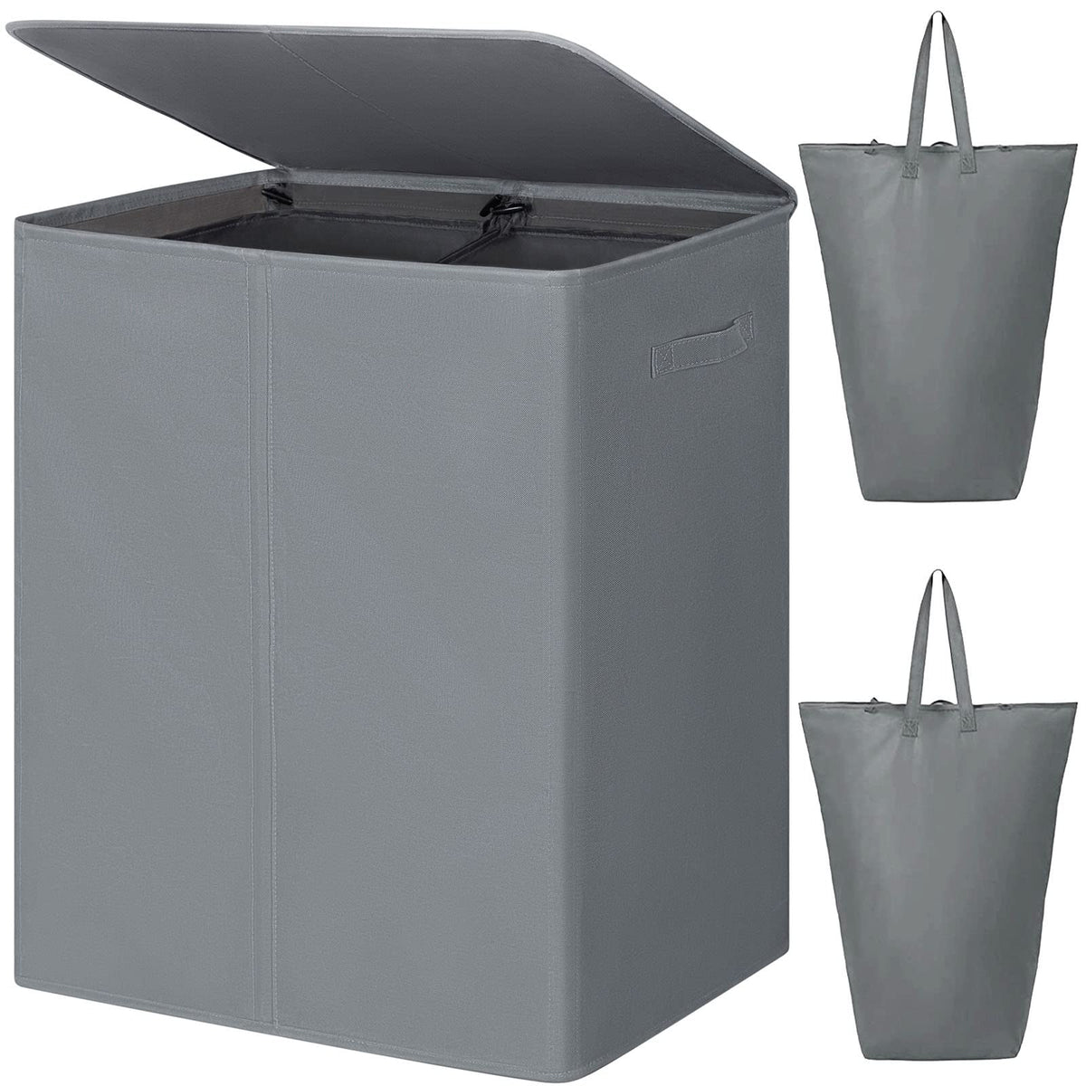 WOWLIVE 154L Double Laundry Hamper 2 Section with Lid and Removable Bags