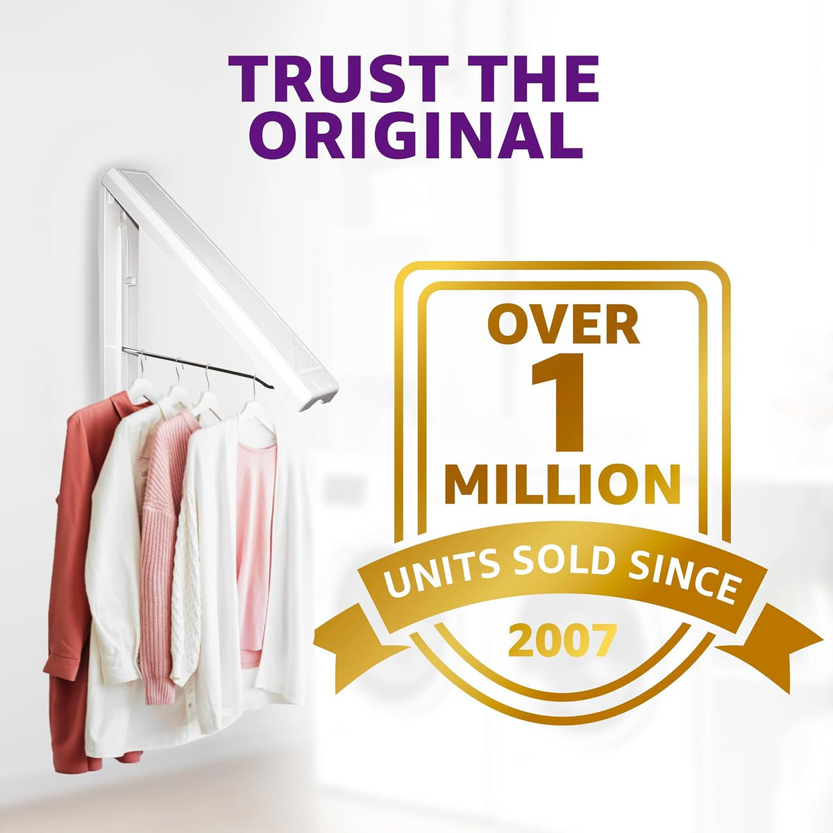 InstaHanger Wall Mounted Clothes Drying Rack - Collapsible, 60lb Capacity