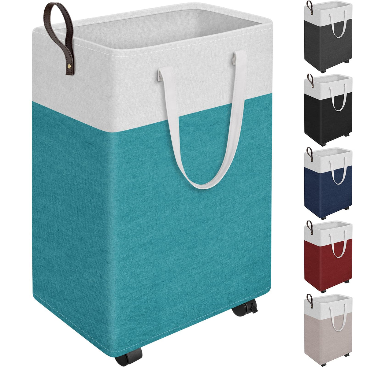 HomeHacks 75L Rolling Laundry Basket with 4 Wheels Collapsible Gray