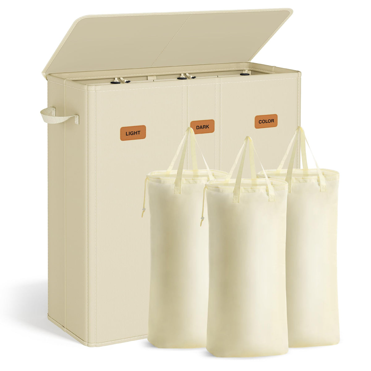 SONGMICS 160L Laundry Hamper, 4-Compartment Laundry Sorter with Lid