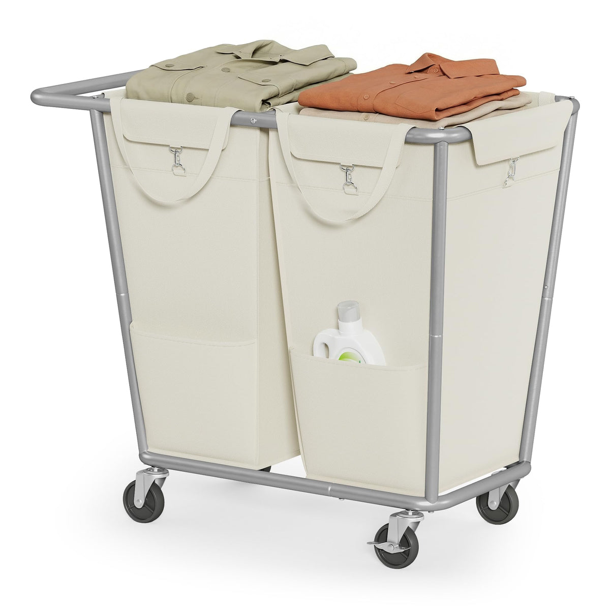 SONGMICS 3-Section Laundry Basket with Wheels, 76.6 Gallons (290 L) Hamper