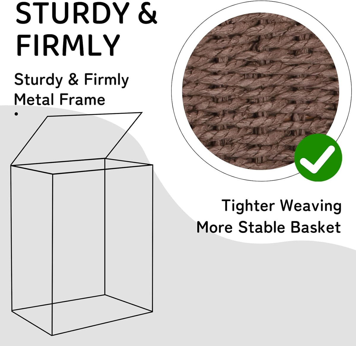 OIAHOMY Laundry Hamper with Lid, 90L(23.8 Gal) Large Wicker Laundry Basket for Bedroom, Handwoven Paper Rope Clothes Hamper with Washable Liner & Metal Frame, Decorative Organizer for Bathroom Brown