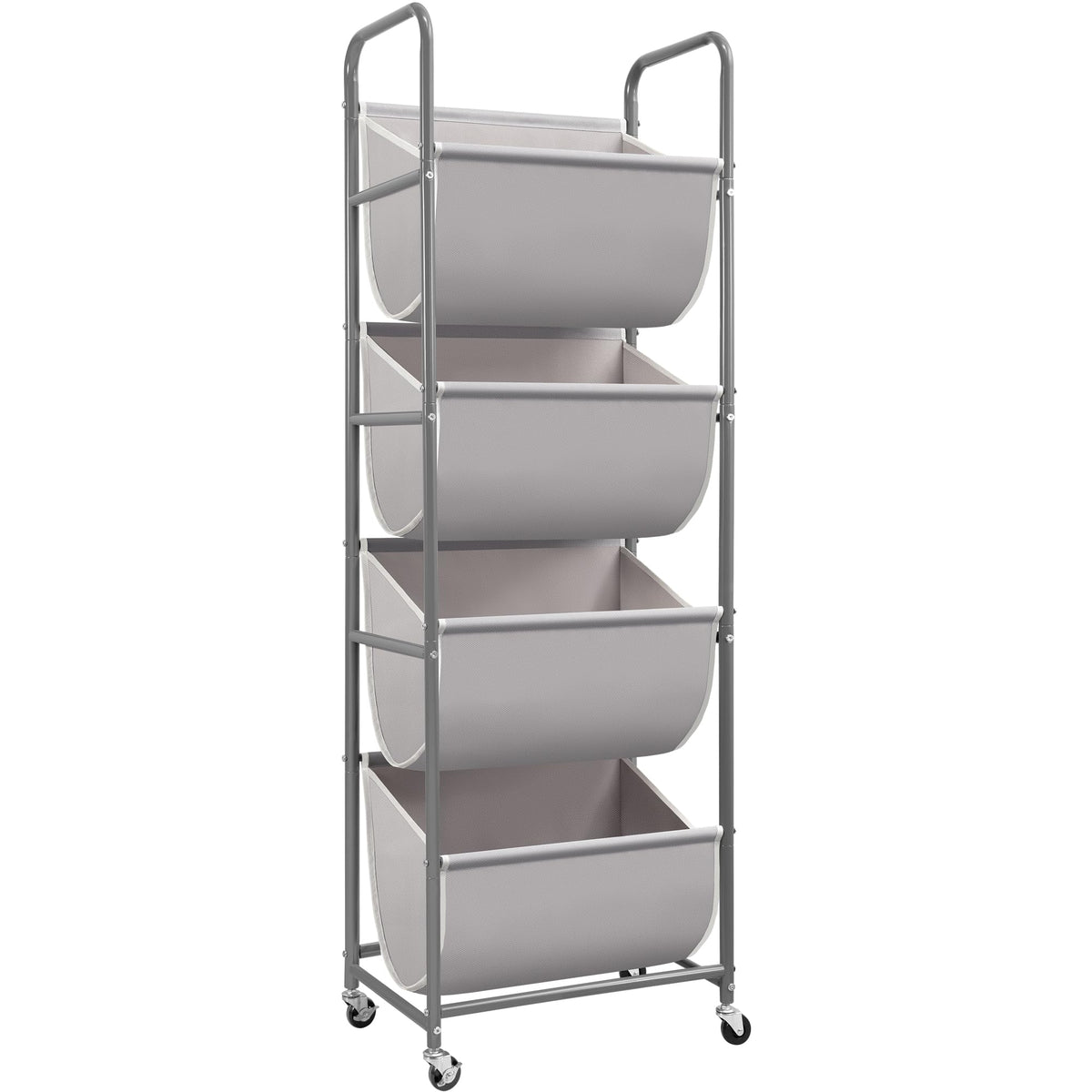 STORAGE MANIAC Vertical Rolling Laundry Hamper, 4 Section Laundry Sorter with Wheels and 2 Breaks, 4-tier Laundry Baskets for Small Space, Dorm, Laundry Room, Closet, Bathroom, Gray 4-tier