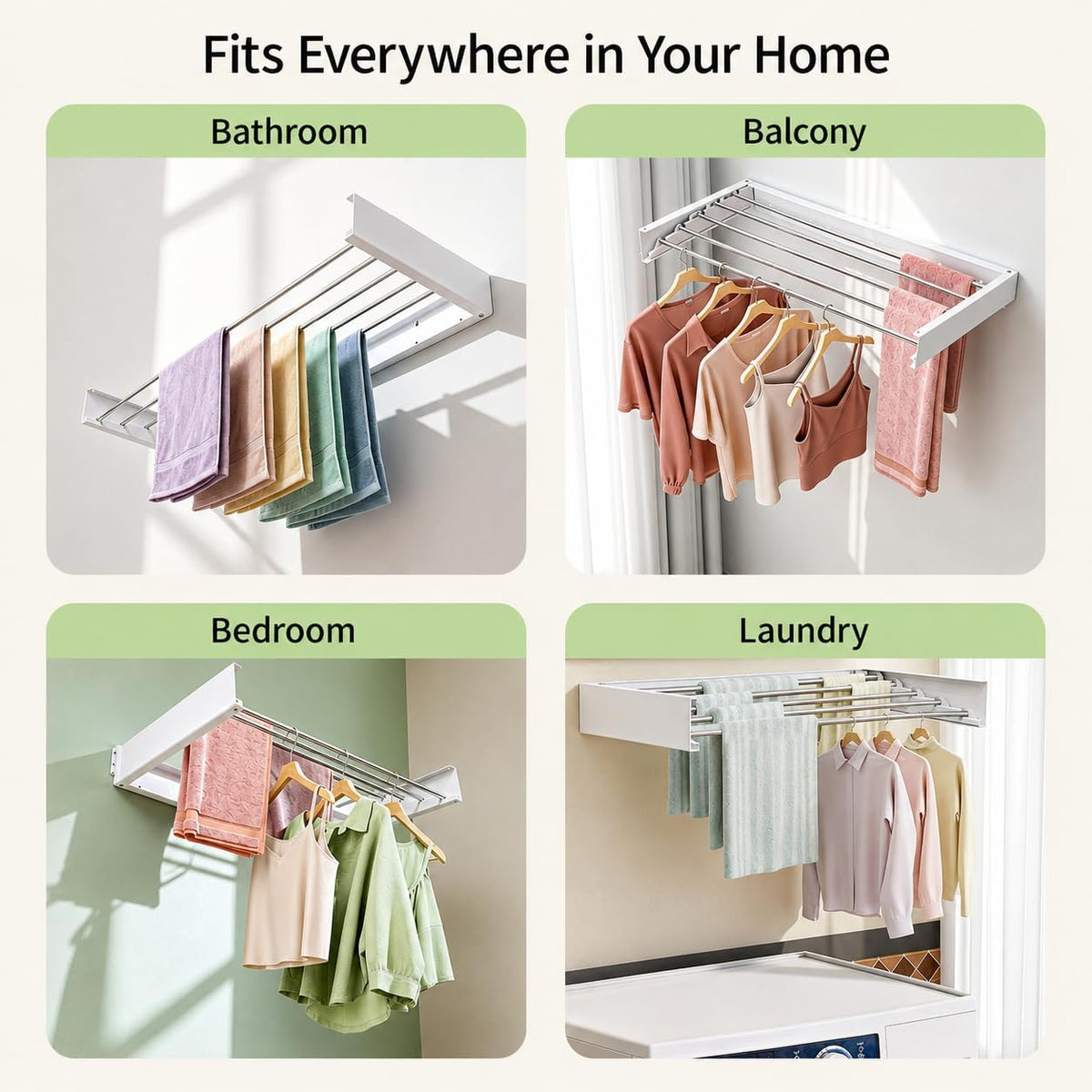 Wall Mounted Clothes Drying Rack for Laundry Room, Foldable 31.5" 60 lb