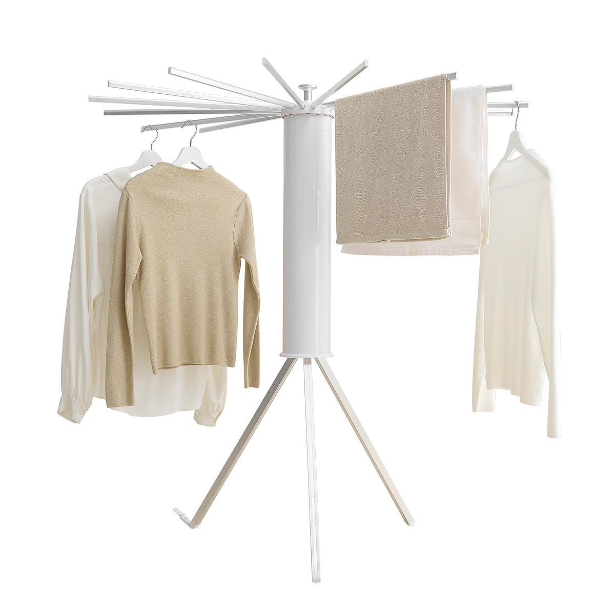 RFOUO Foldable Clothes Drying Rack Tripod with Wooden 16 Rods