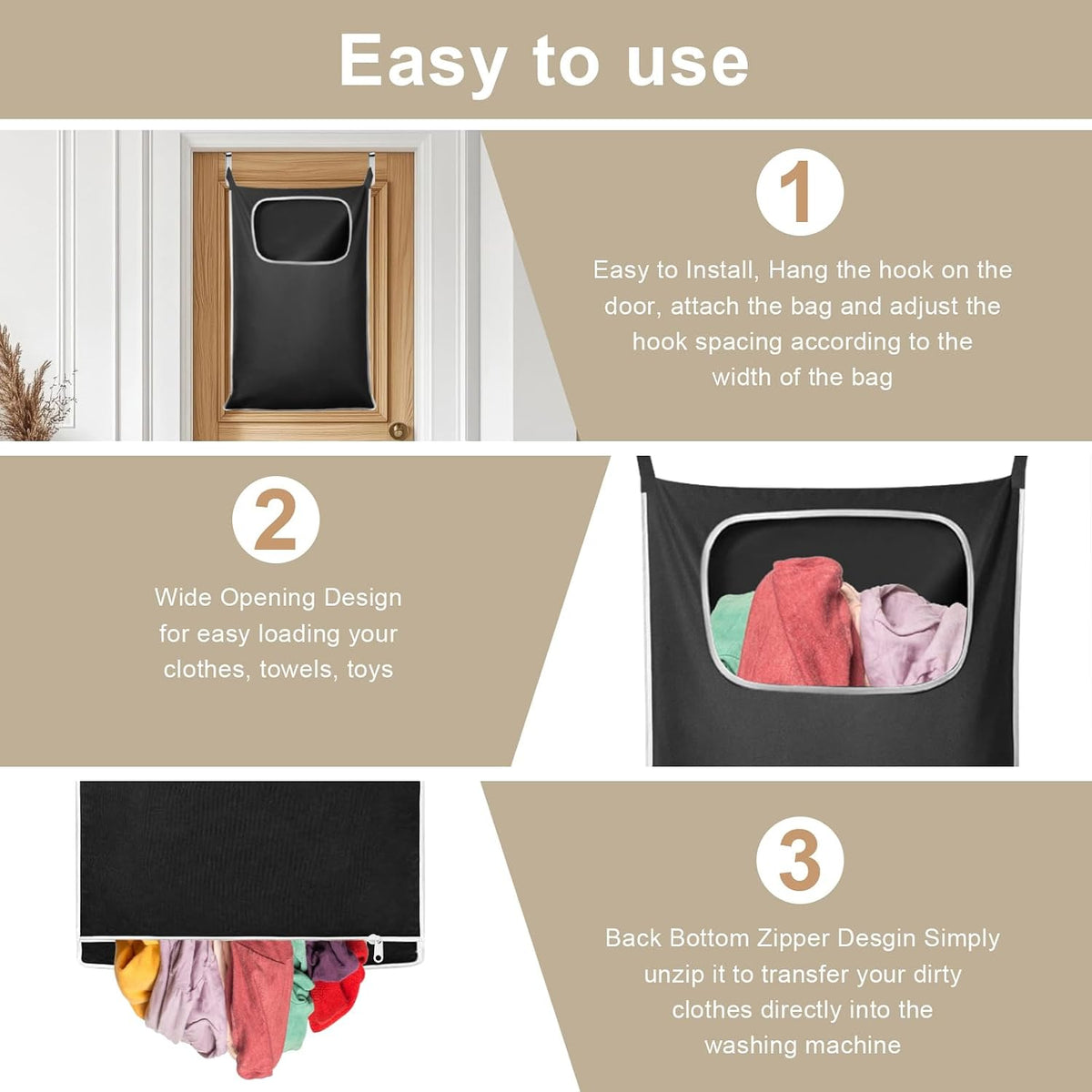 Hanging Laundry Hamper, Over the Door Laundry Storage Basket