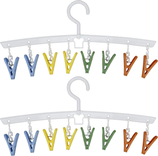 EIKS 2 Pack Drying Rack Laundry Hanger with 8 Clips