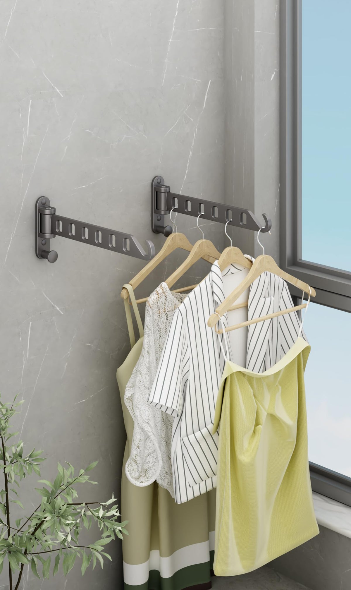 JOOM Clothes Drying Rack Wall Mounted, 13-Inch Foldable Arm, White 1 Pack