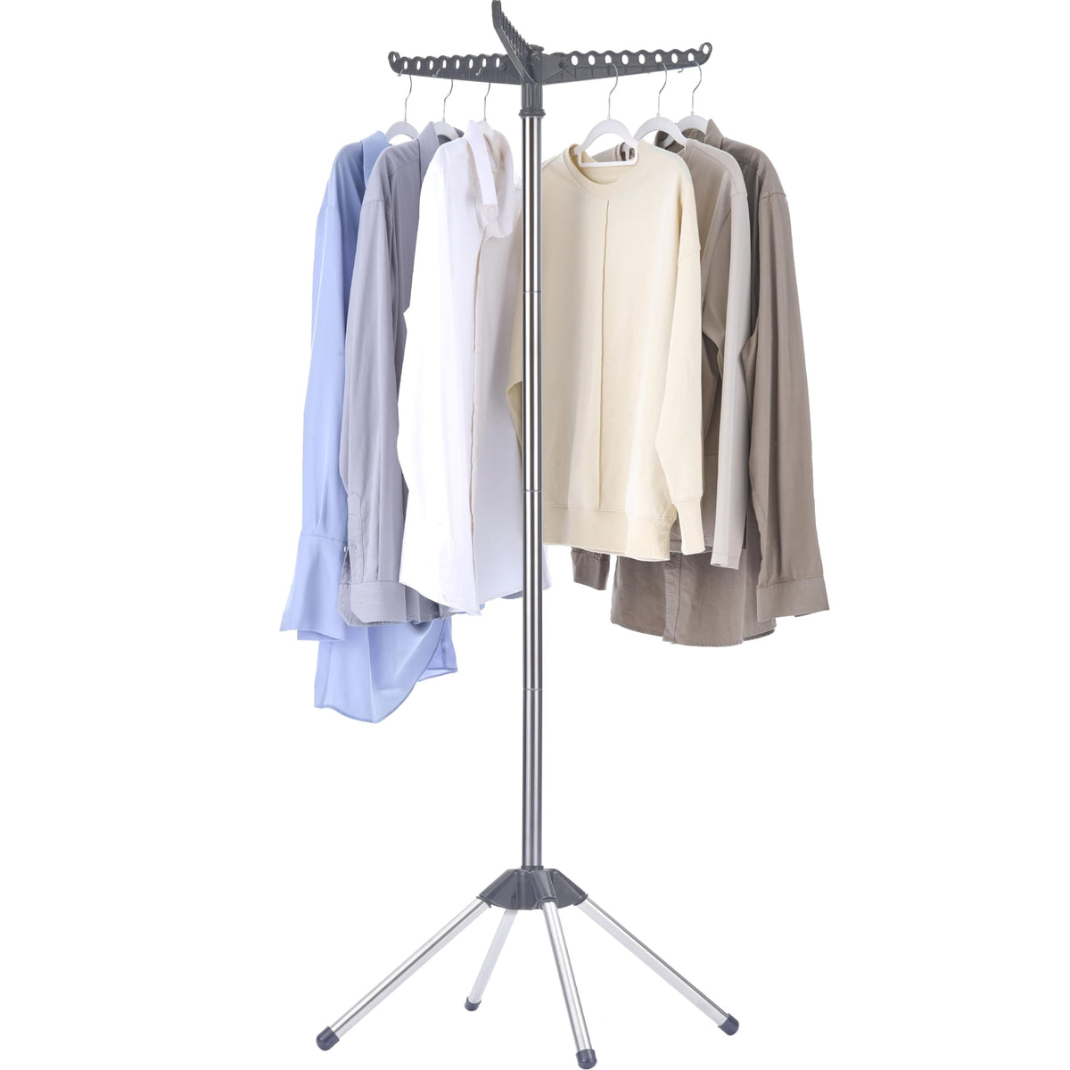 CASAMAYA Clothes Drying Rack Foldable, 74.8 inch 2 Tier Laundry Drying Rack with Rotating Clothes Rail for 54 Pieces of Clothes, Space Saving, Indoor, Stainless Steel, White and Silver CDR002W01