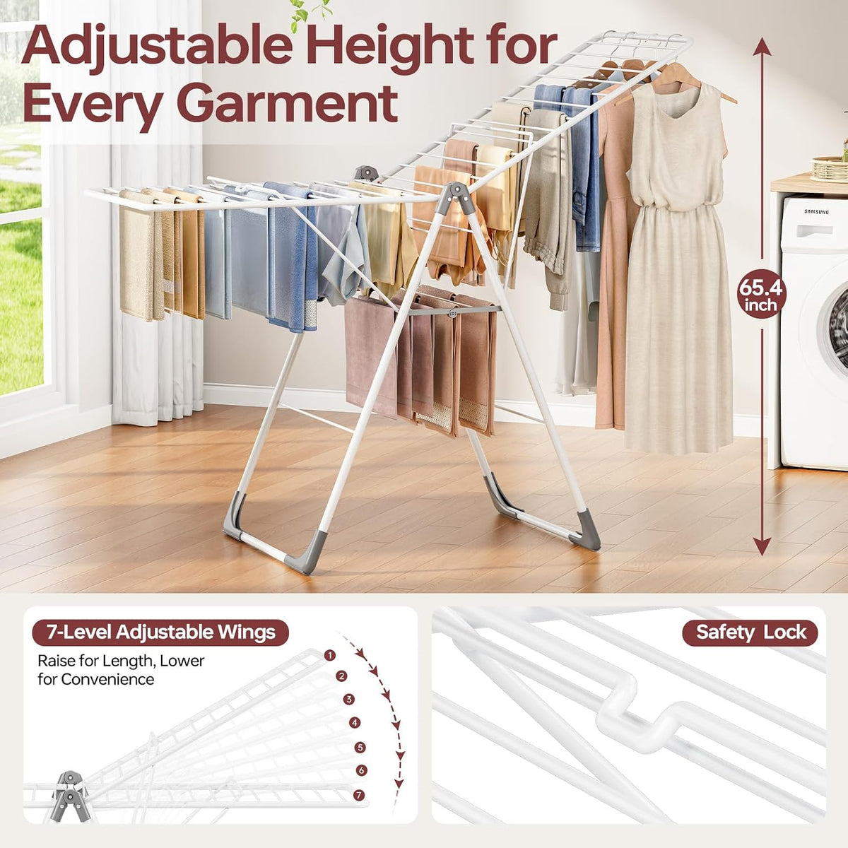 APEXCHASER Clothes Drying Rack, Large Capacity Drying Rack Clothing