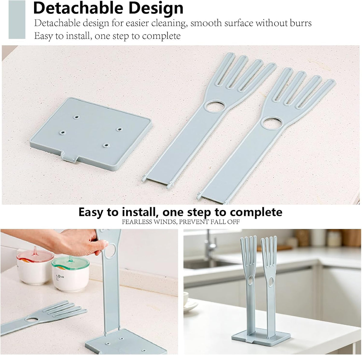 Kitchen Gloves Holder, Reusable Plastic Glove Drying Rack, Rubber Mitten Dryer Dish Glove Holder Stand for Sink, Towel Hanger for Rags Sponge Food Bag Organizer