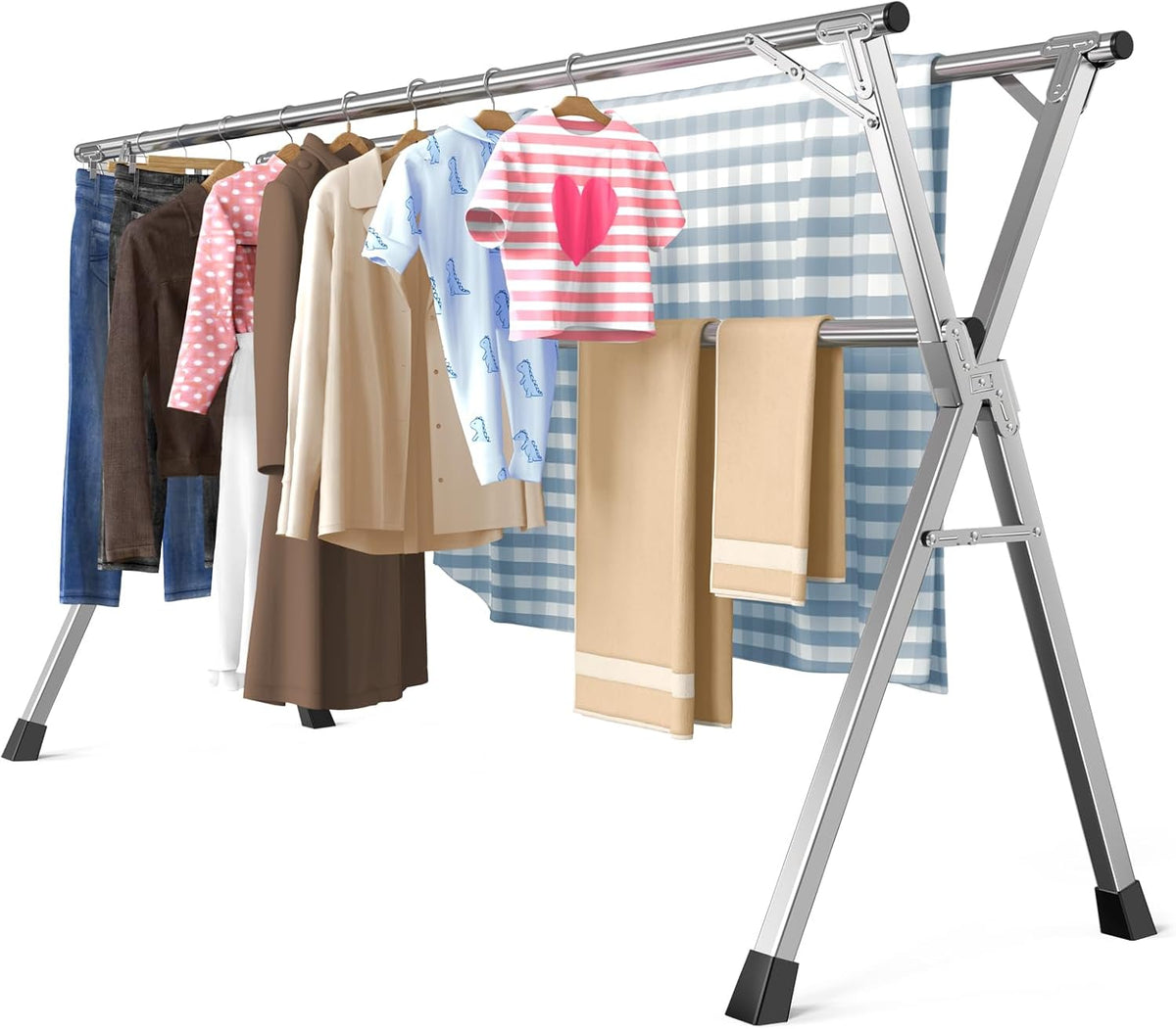 Folding Stainless Steel Laundry Drying Rack 79 Inches
