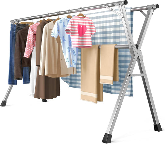 Folding Stainless Steel Laundry Drying Rack 79 Inches