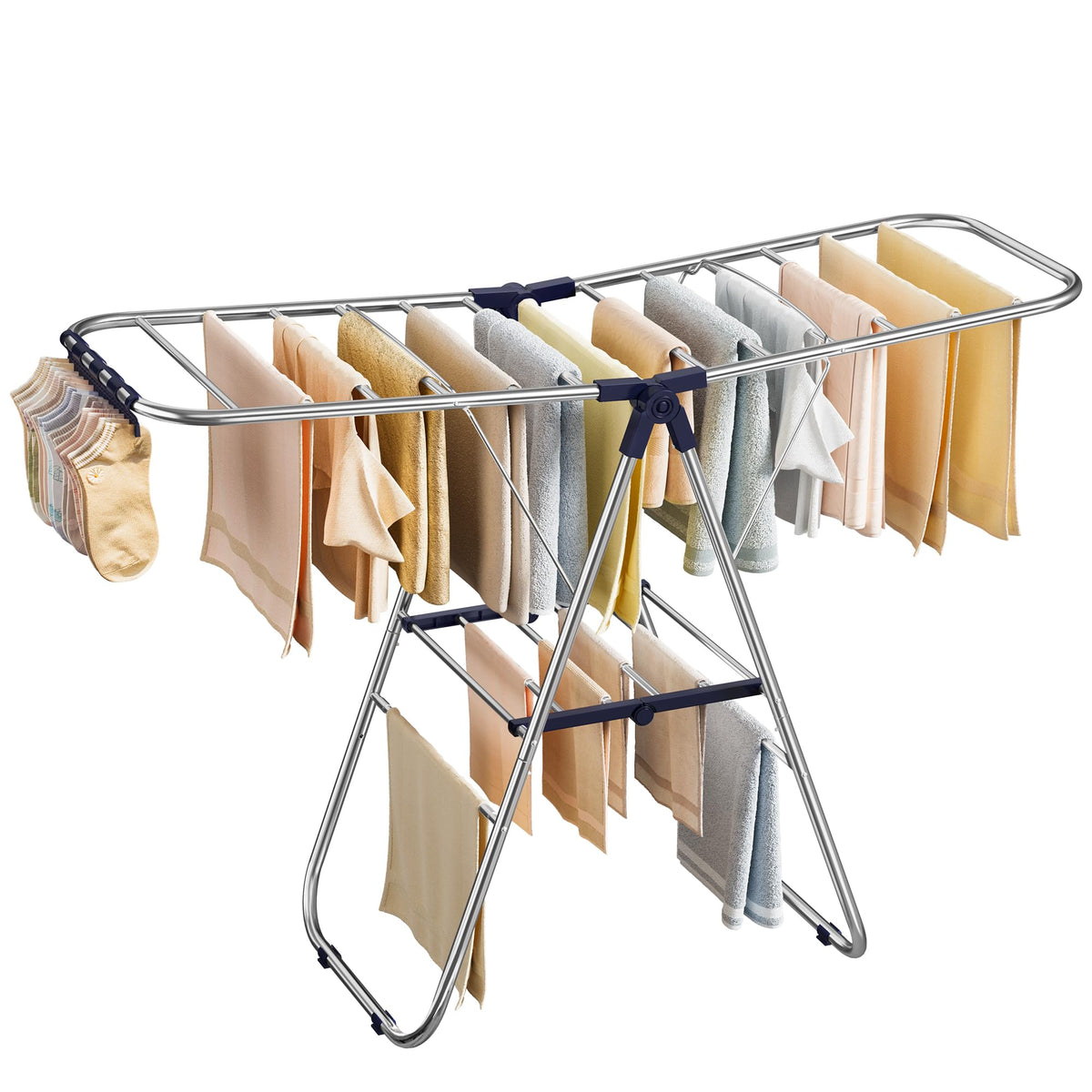 SONGMICS Clothes Drying Rack, Foldable Metal Airer, 19.3 x 51.2 x 39.4 in
