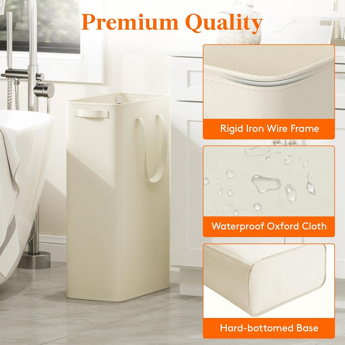Lifewit 2 Pack Slim Laundry Hamper with Handles, 65L, White