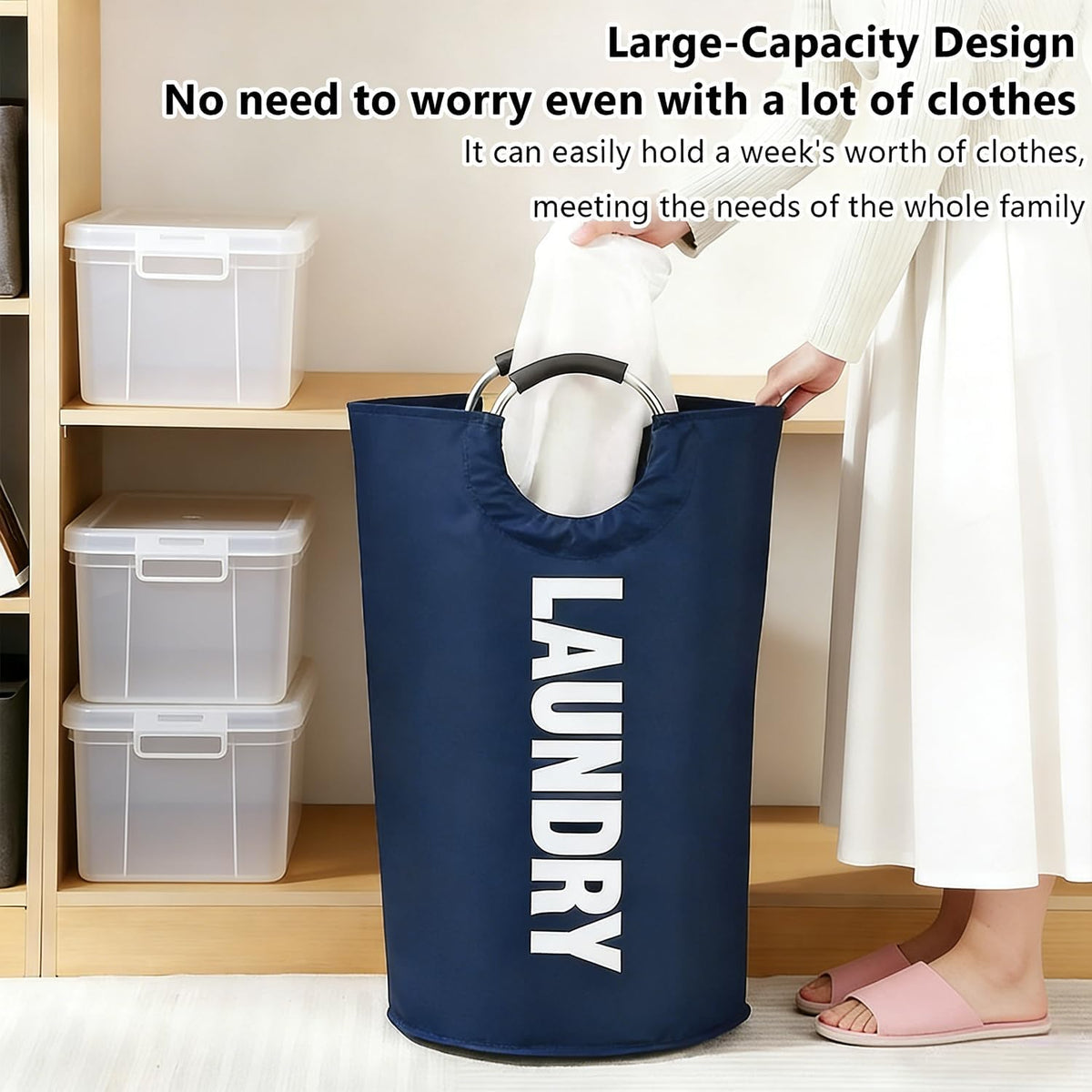 A Large 90 Liter Laundry, Navy Blue