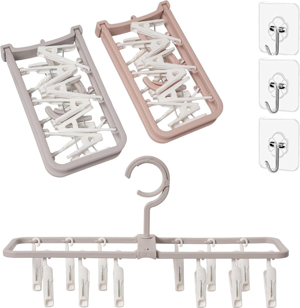 Clothes Drying Racks 2Pack Small Folding Portable Hangers with 12 Clips