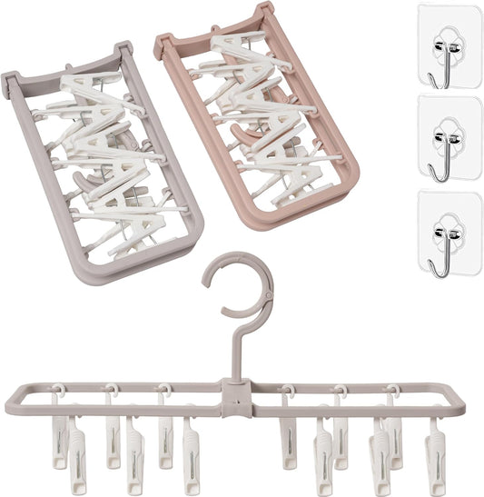 Clothes Drying Racks 2Pack Small Folding Portable Hangers with 12 Clips
