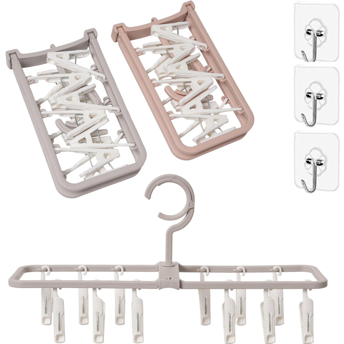 Clothes Drying Racks 2Pack Small Folding Portable Hangers with 12 Clips