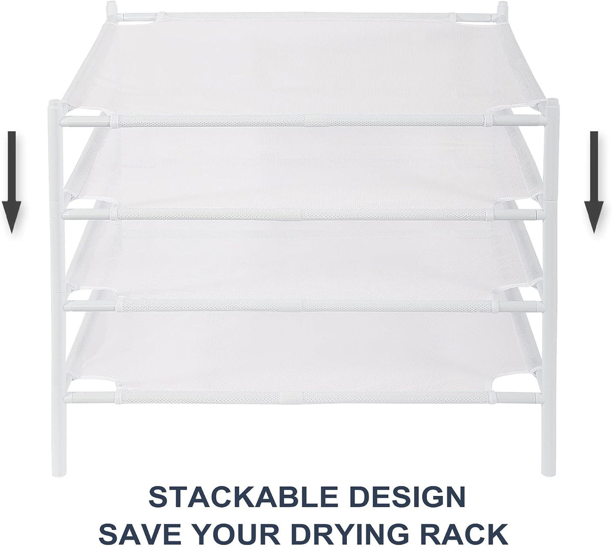STO STO Sweater Drying Rack, 4-Pack Stackable Mesh Clothes Drying Rack, Laundry Drying Rack for Sweaters, Socks, Toys, White