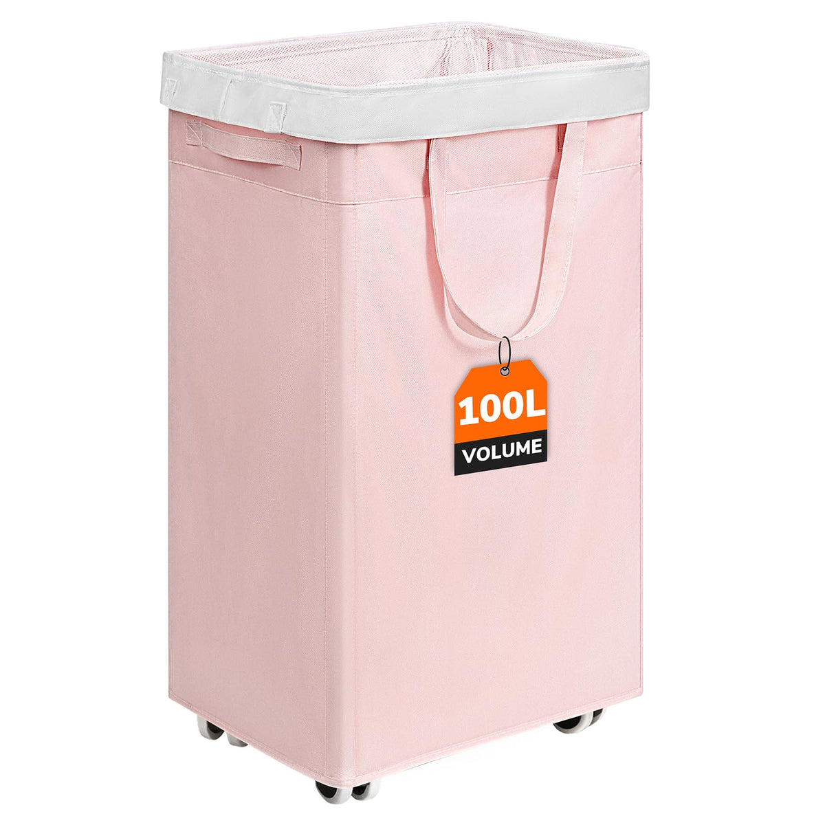 CHICVITA 75L Rolling Laundry Basket with Wheels Removable Wash Bag, Pink