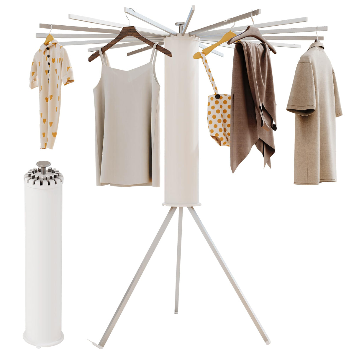 BOQORAD Clothes Drying Rack Foldable,Laundry Drying Rack,Drying Rack Clothing(16 Wood Poles),Clothes Hanger Rack,Laundry Rack Folding,Collapsible,Retractable