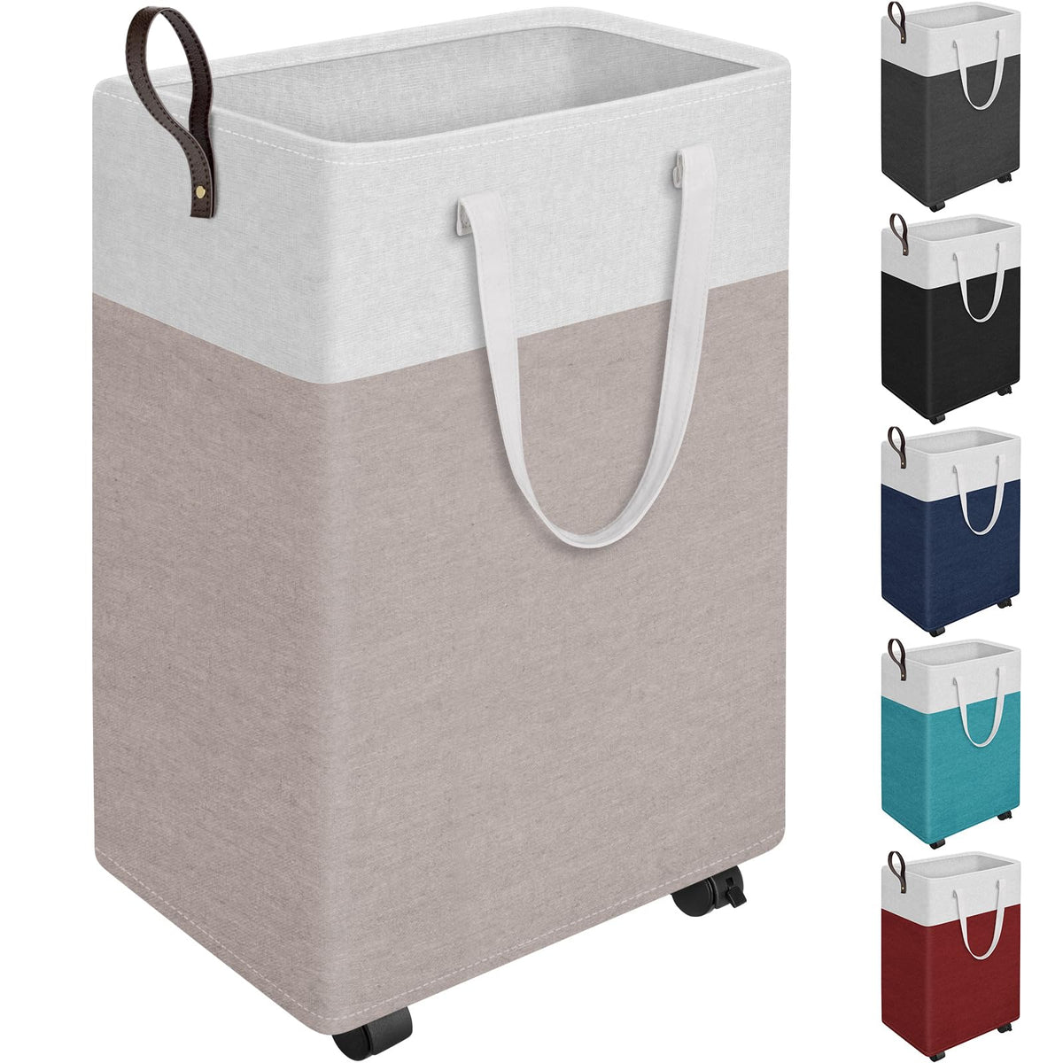 HomeHacks 75L Rolling Laundry Basket with 4 Wheels Collapsible Gray
