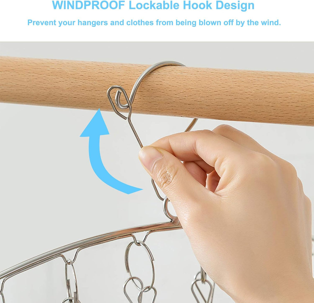 Seropy Clothes Hanger with 10 Clips Laundry Drying Rack 6 Pack, Clothes Drying Rack Stainless Steel Sock Hangers Windproof Clip and Drip Hanger for Drying Socks, Bras, Towel, Underwear, Baby Clothes