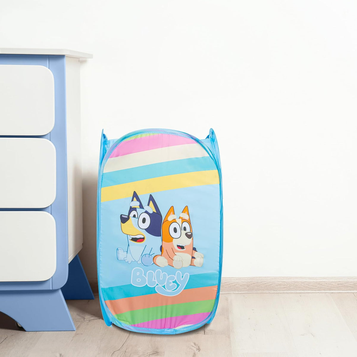 Bluey Pop Up Hamper - Bluey and Bingo Mesh Laundry Basket/Bag with Durable Handles - Storage for Clothes and Toys