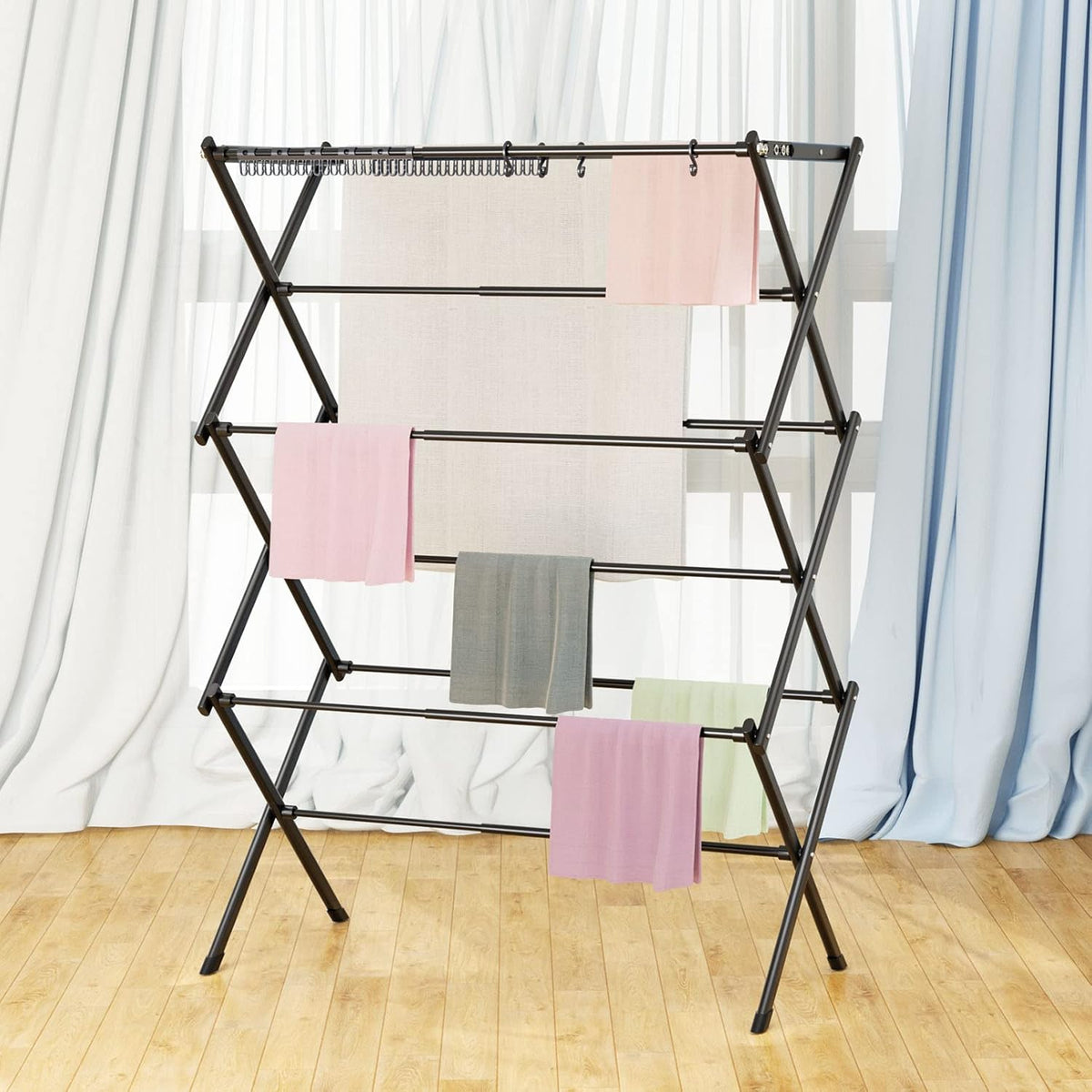 Clothes Drying Rack Foldable Drying Rack Clothing Black-1pack