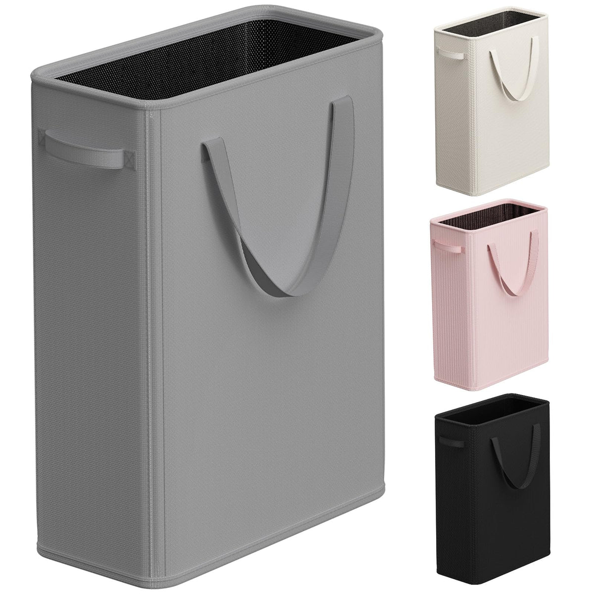 Optish 50L Slim Laundry Hamper, Small Laundry Basket With Handles, Black Narrow Laundry Basket for Dorm, Bedroom, Living Room, Collapsible Laundry Hamper