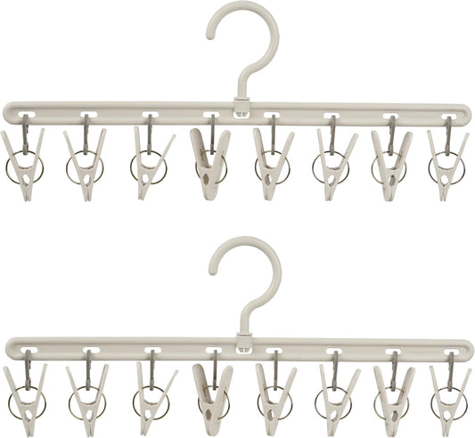 Foshine Clothes Hanger 2 Pack with 8 Clips,Clothes Drying Racks for Drying