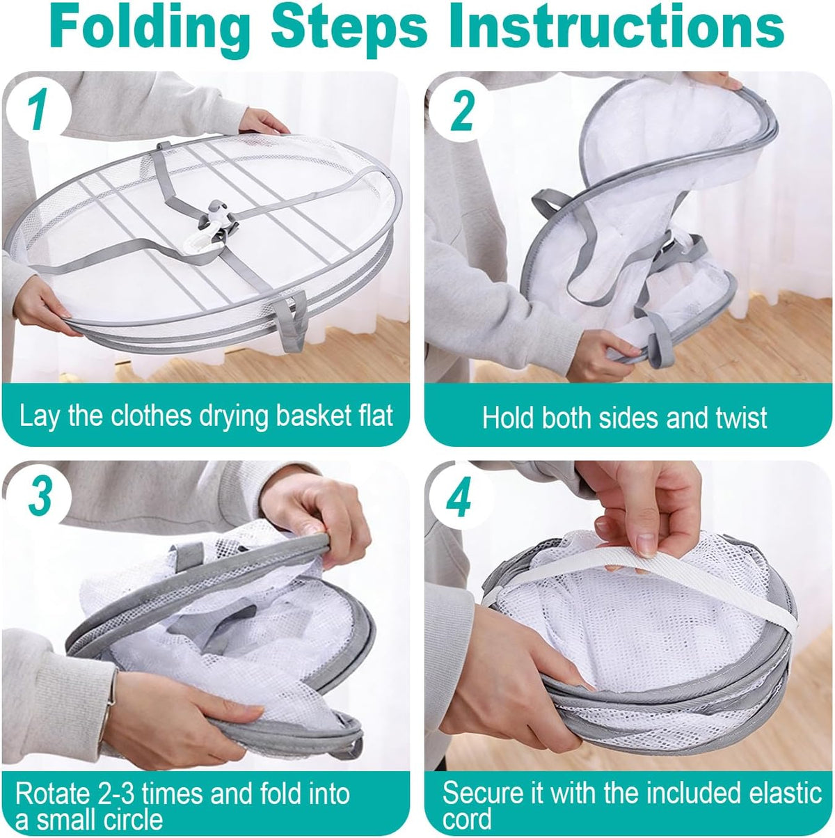 3-Tier Folding Mesh Clothes Drying Rack, Hanging Sweater Dryer for Laundry, Large Foldable Flat Dry Hanger, Portable Mesh Clothes Drying Net for Delicate Garments
